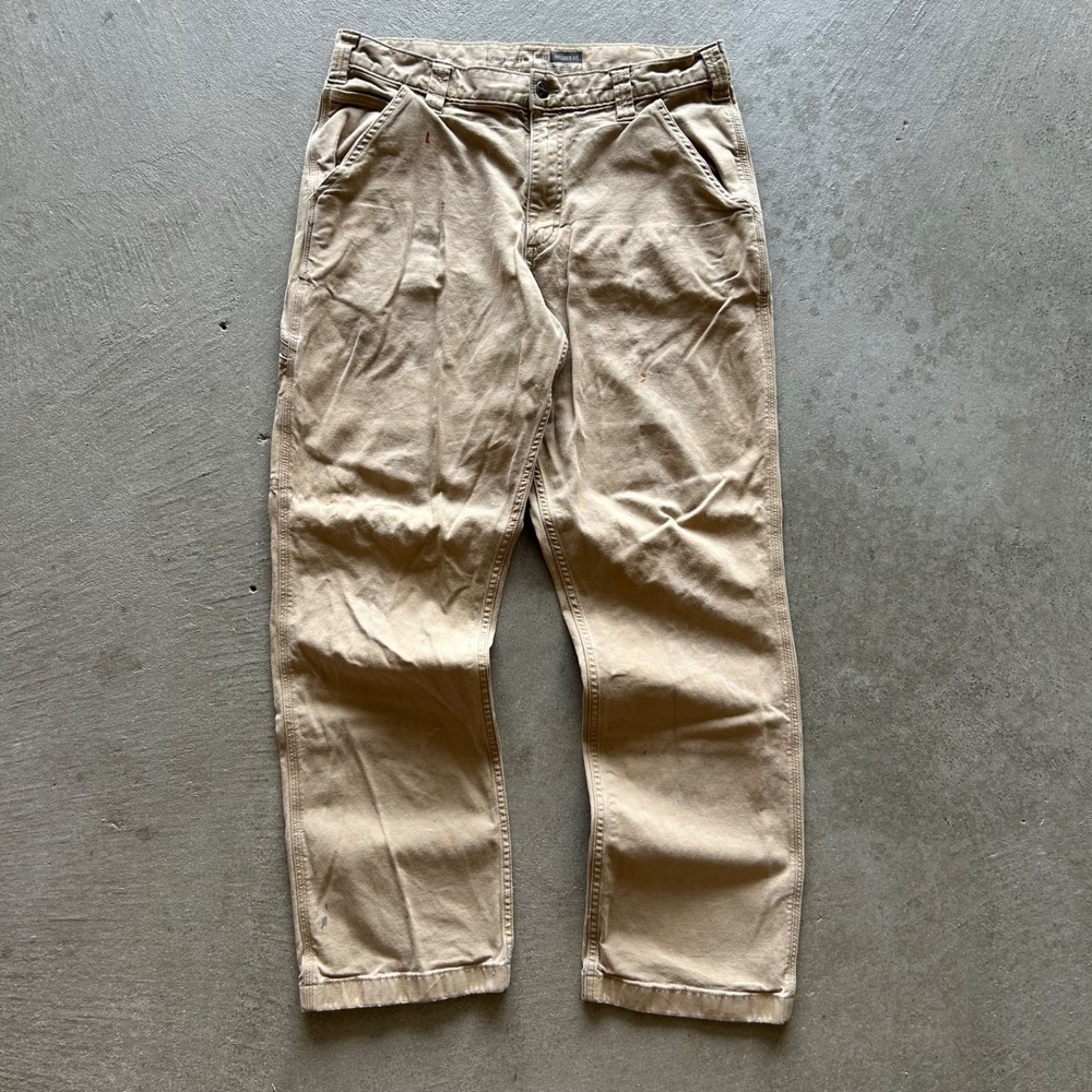 Carhartt Rugged Flex Carpenter Pants Size 34x32 Tan Relaxed Fit Straight Worker